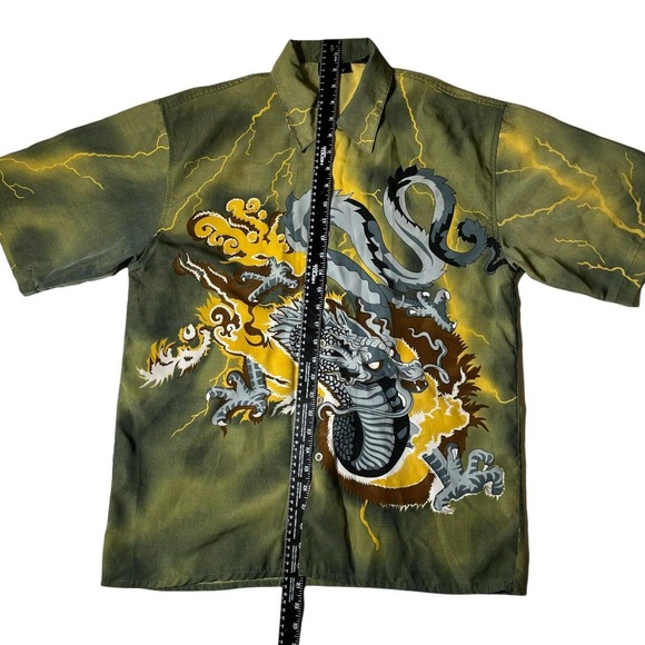 City Impact Mens Vintage Button Up Dragon Lightning Shirt‎ Size Medium - Picture 3 of 6